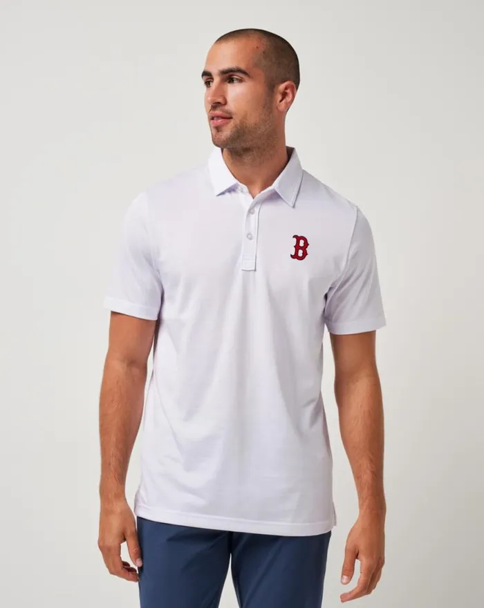 Men BOSTON RED SOX THE ZINNA POLO White TravisMathew Polos