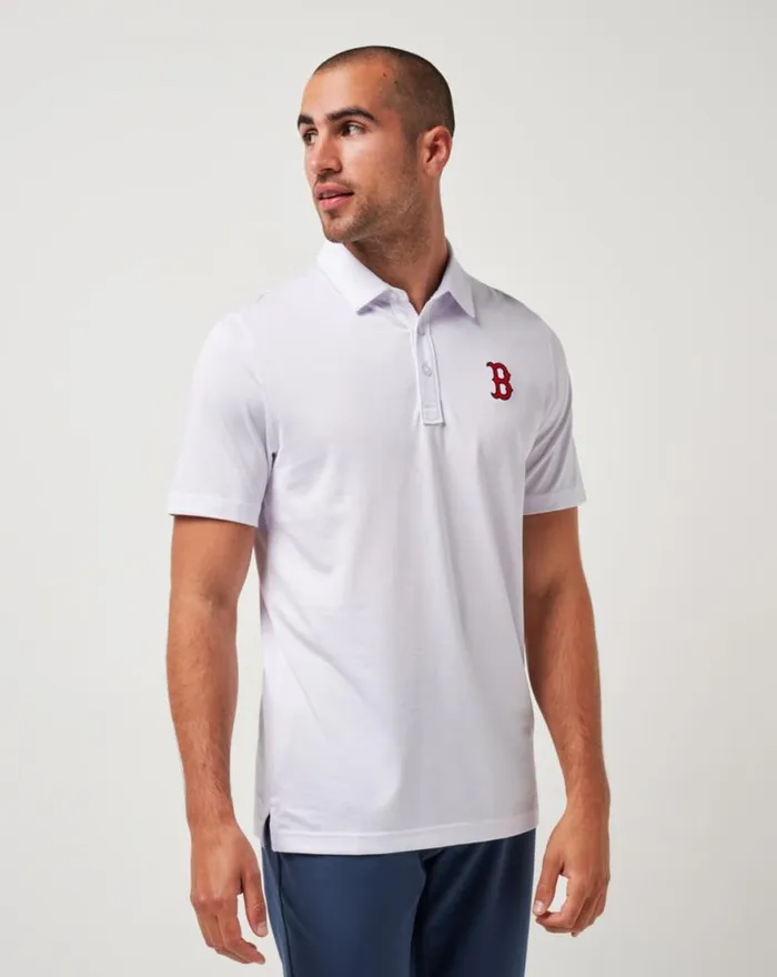 Men BOSTON RED SOX THE ZINNA POLO White TravisMathew Polos