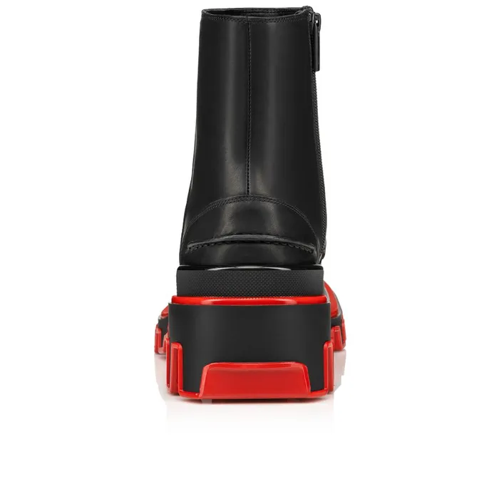 Men CL Moc Booty Dune Boots 8211 Calf Leather 8211 Black Black Christian Louboutin Ankle Boots