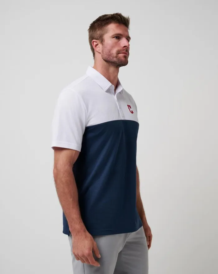 Men CLEVELAND GUARDIANS HOME RUN LEADER POLO Whitenavy TravisMathew Polos