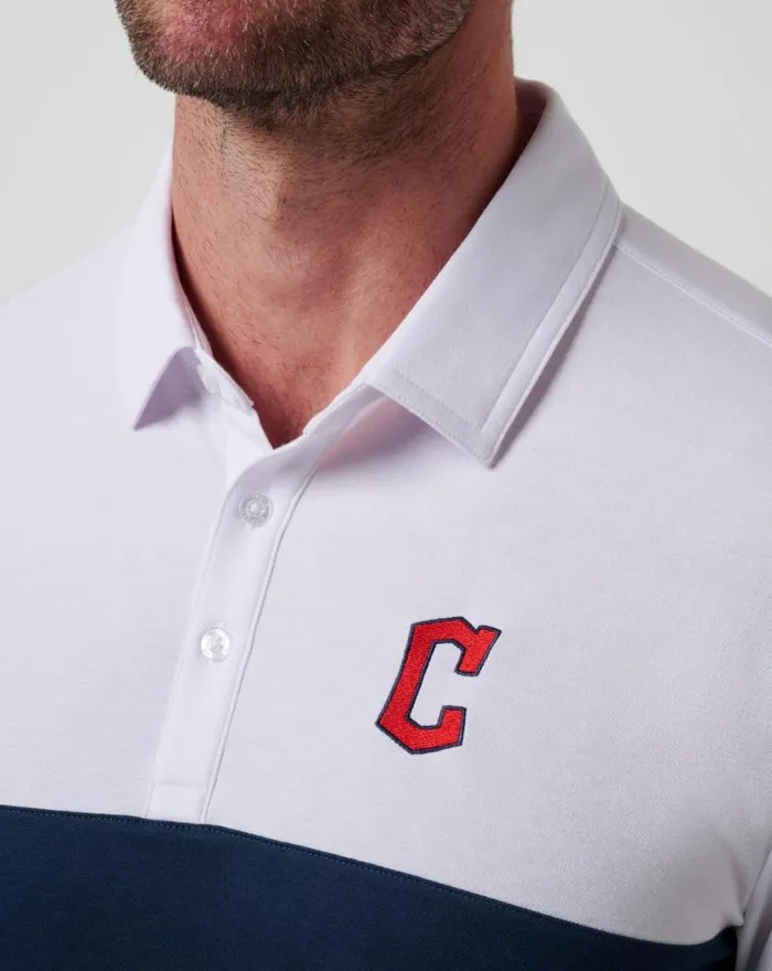 Men CLEVELAND GUARDIANS HOME RUN LEADER POLO Whitenavy TravisMathew Polos