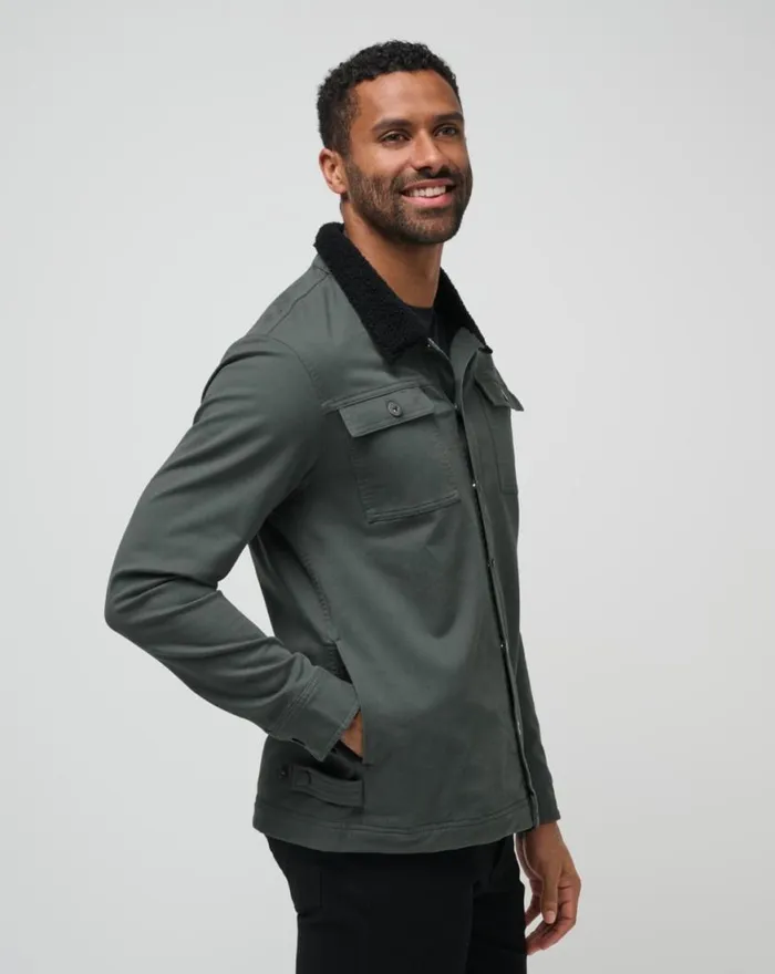 Men CLOUD DENIM SHERPA JACKET Balsam Green TravisMathew Jackets