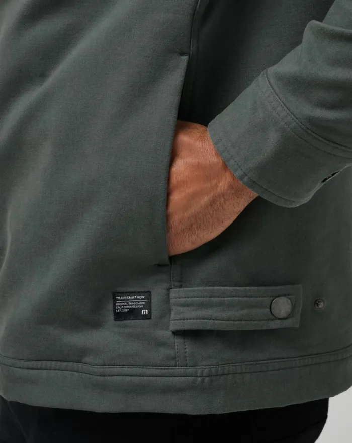 Men CLOUD DENIM SHERPA JACKET Balsam Green TravisMathew Jackets
