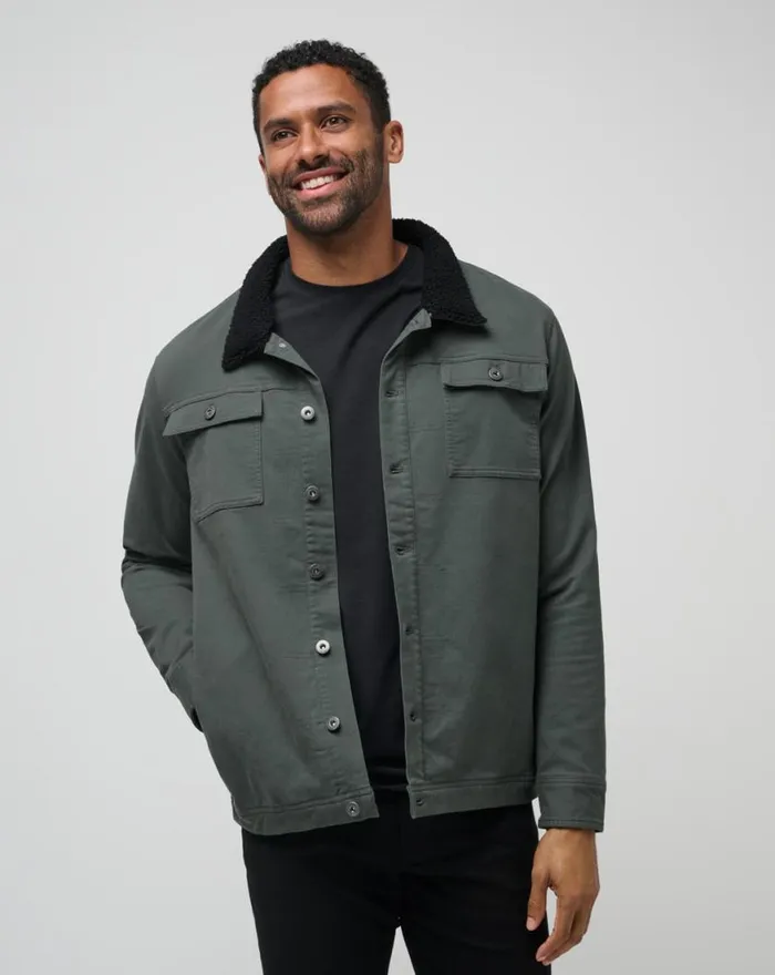 Men CLOUD DENIM SHERPA JACKET Balsam Green TravisMathew Jackets