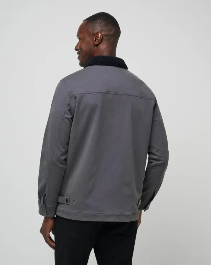 Men CLOUD DENIM SHERPA JACKET Grey Pinstripe TravisMathew Jackets
