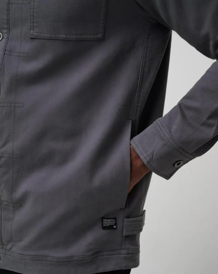 Men CLOUD DENIM SHERPA JACKET Grey Pinstripe TravisMathew Jackets