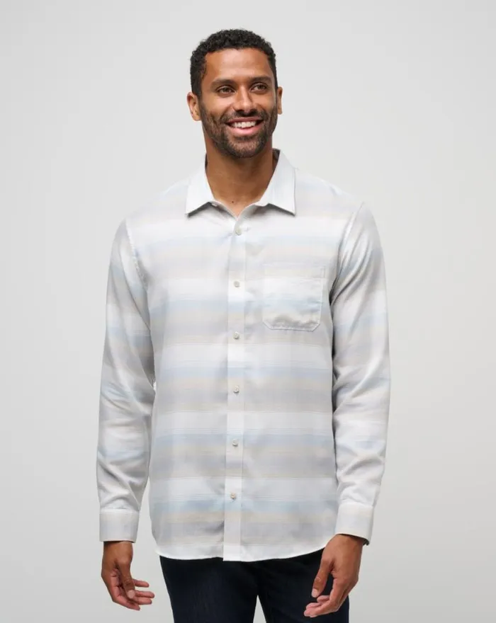 Men CLOUD FLANNEL STRIPE BUTTONUP Oxford Tan TravisMathew ButtonUps
