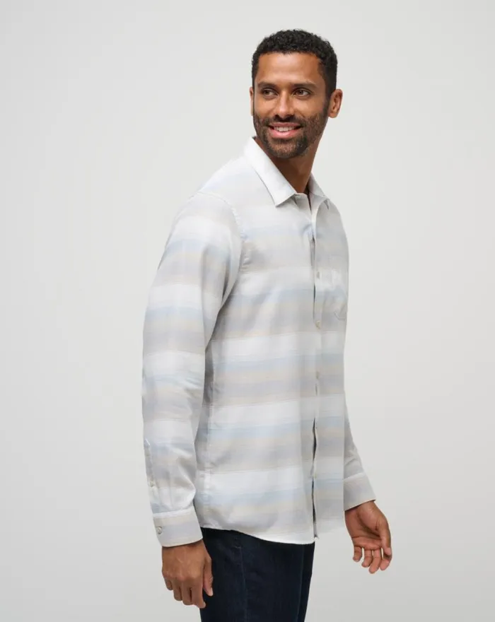 Men CLOUD FLANNEL STRIPE BUTTONUP Oxford Tan TravisMathew ButtonUps Men CLOUD FLANNEL STRIPE BUTTONUP Oxford Tan TravisMathew ButtonUps