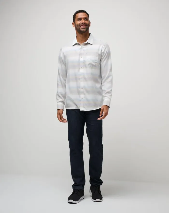 Men CLOUD FLANNEL STRIPE BUTTONUP Oxford Tan TravisMathew ButtonUps Men CLOUD FLANNEL STRIPE BUTTONUP Oxford Tan TravisMathew ButtonUps