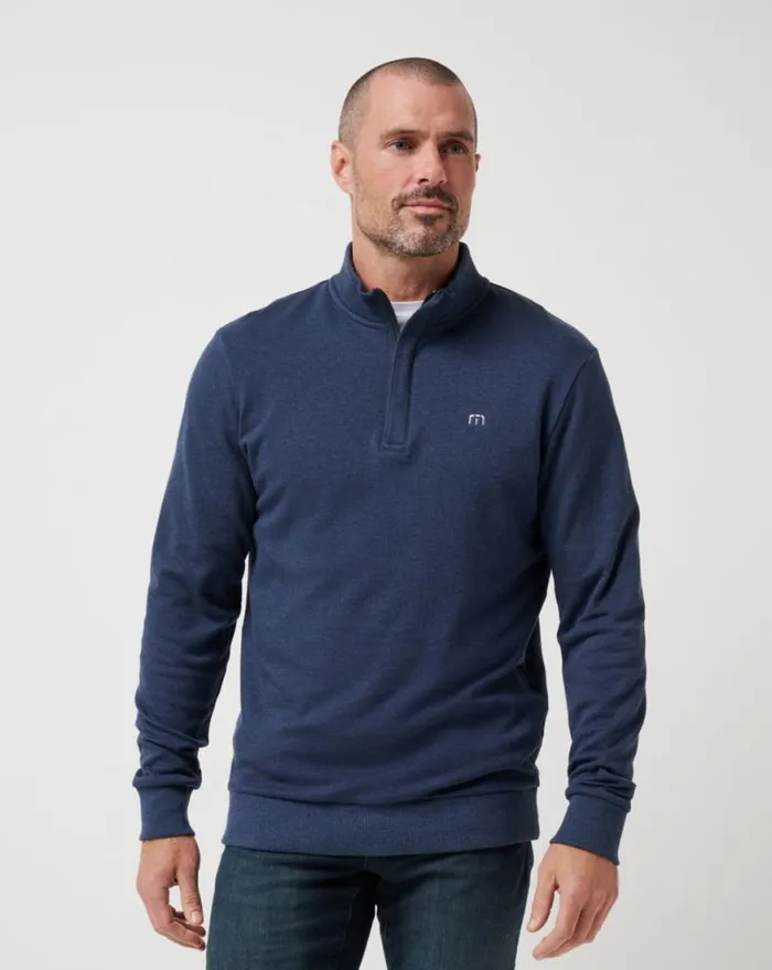 Men CLOUD QUARTER ZIP 20 Heather Blue TravisMathew Quarter Zips