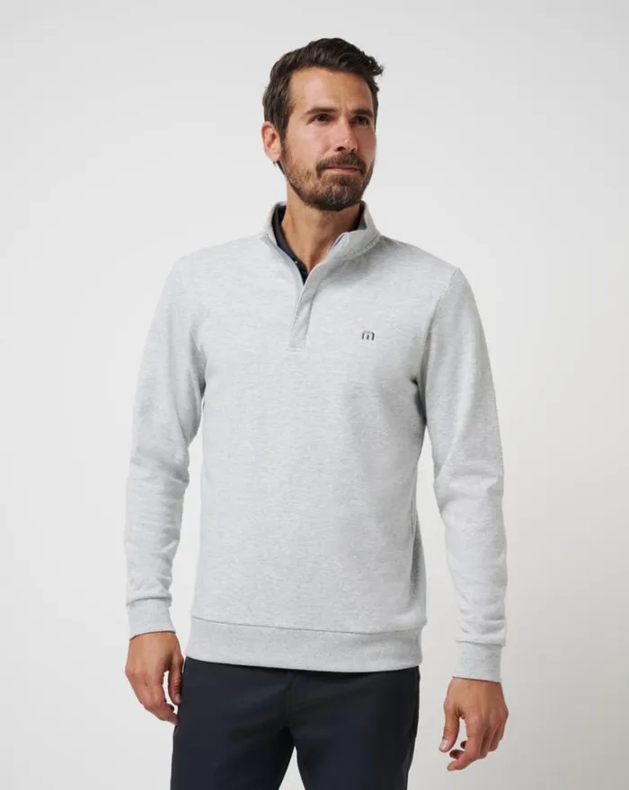 Men CLOUD QUARTER ZIP 20 Heather Light Grey TravisMathew Quarter Zips