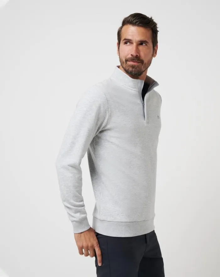 Men CLOUD QUARTER ZIP 20 Heather Light Grey TravisMathew Quarter Zips