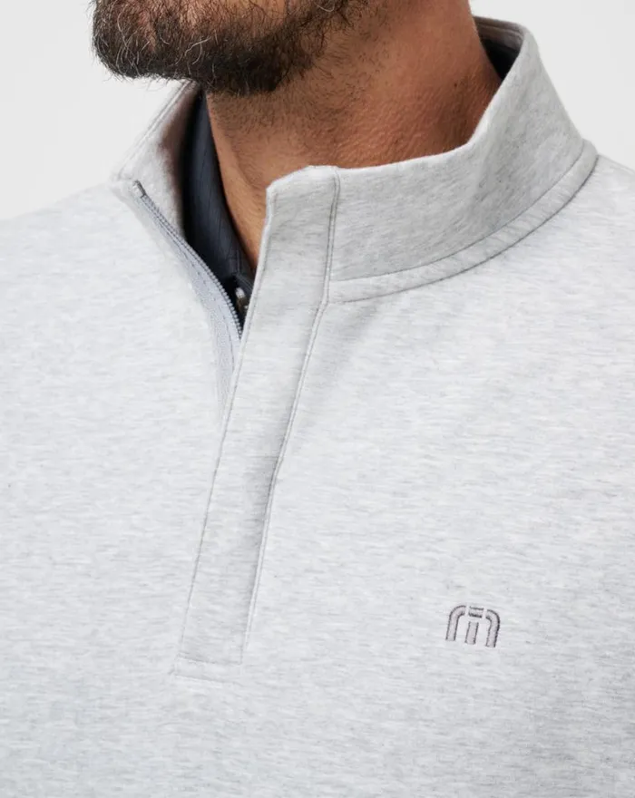 Men CLOUD QUARTER ZIP 20 Heather Light Grey TravisMathew Quarter Zips