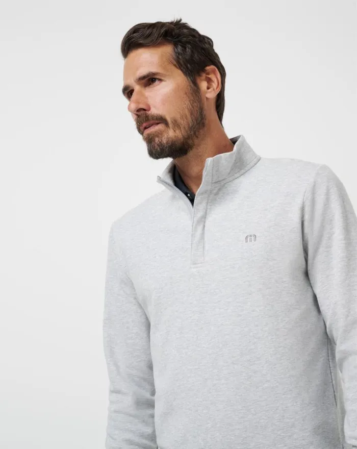 Men CLOUD QUARTER ZIP 20 Heather Light Grey TravisMathew Quarter Zips