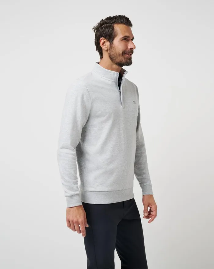 Men CLOUD QUARTER ZIP 20 Heather Light Grey TravisMathew Quarter Zips