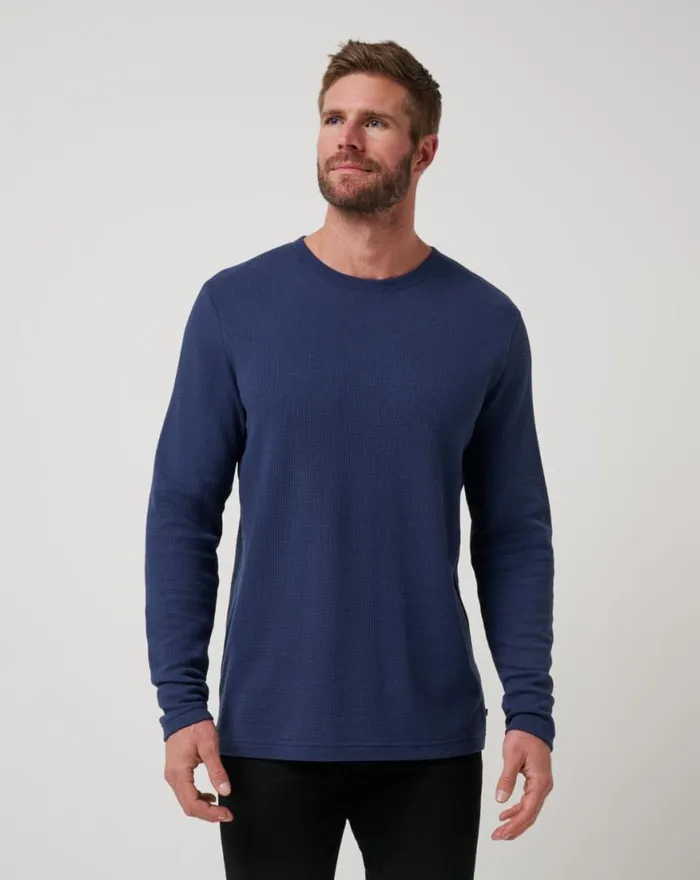 Men CLOUD WAFFLE CREW Mood Indigo TravisMathew Hoodies and Sweatshirts