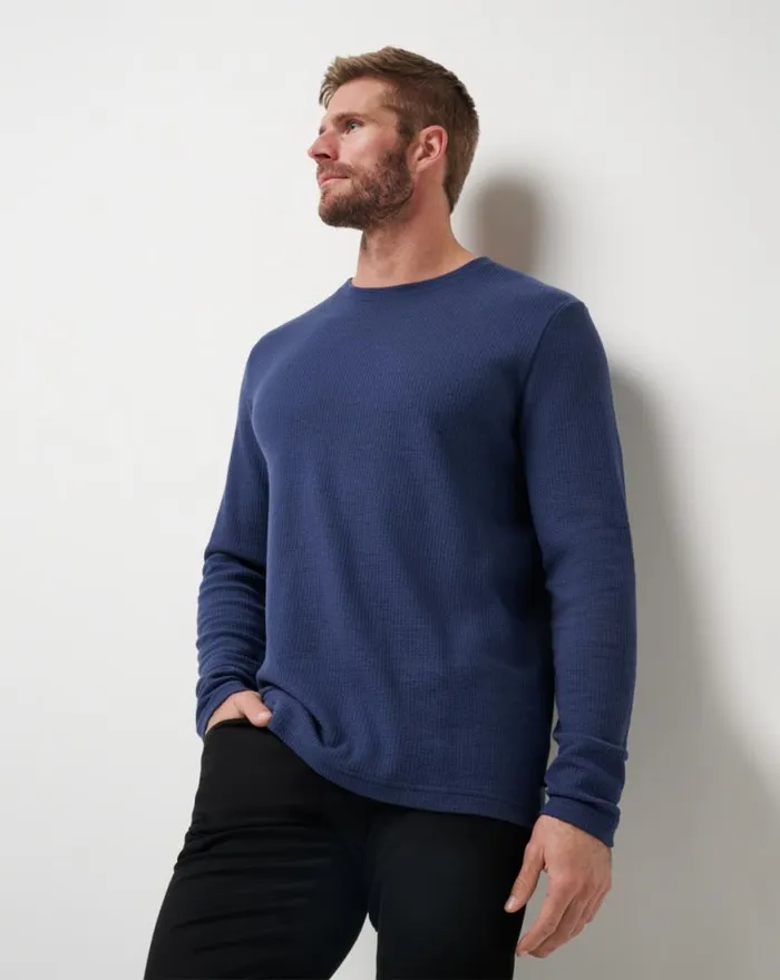 Men CLOUD WAFFLE CREW Mood Indigo TravisMathew Hoodies and Sweatshirts