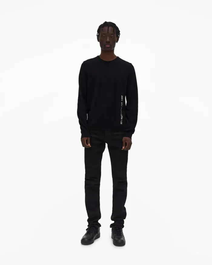 Men Cozy Logo Sweater Black Helmut Lang Sweaters