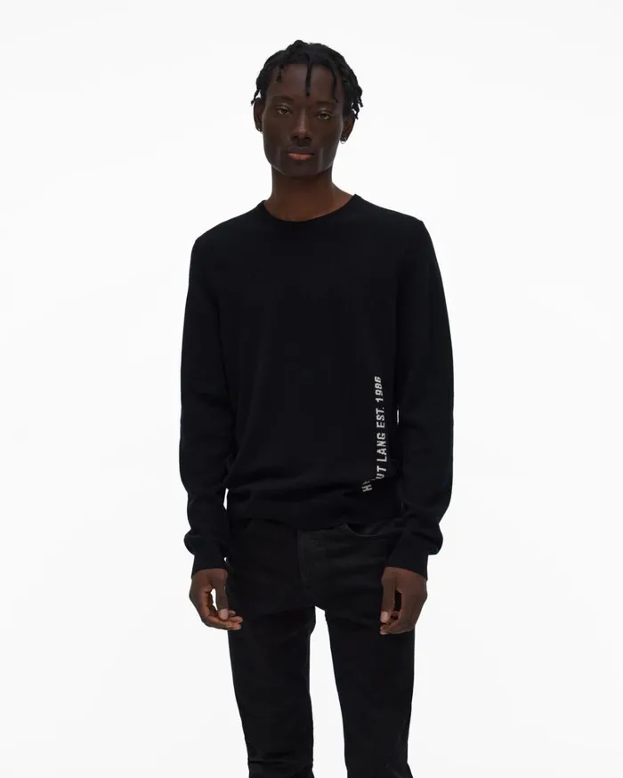 Men Cozy Logo Sweater Black Helmut Lang Sweaters