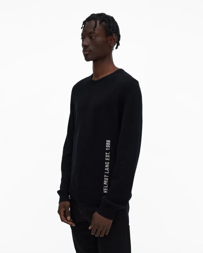 Men Cozy Logo Sweater Black Helmut Lang Sweaters