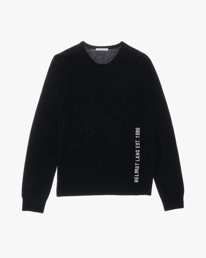Men Cozy Logo Sweater Black Helmut Lang Sweaters