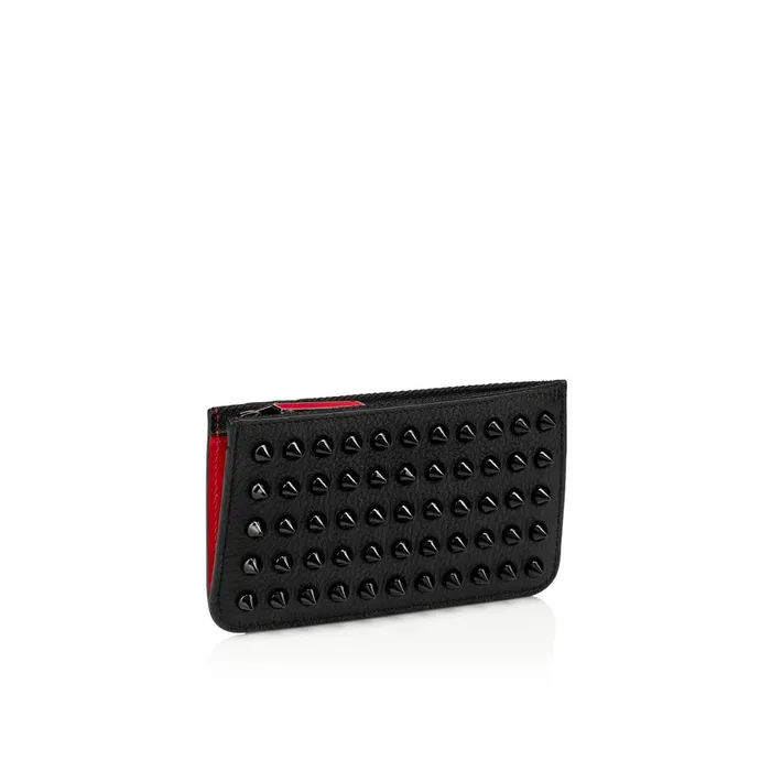 Men Credilou Card Holder 8211 Calf Leather And Spikes 8211 Black Black Christian Louboutin Wallets and Cardholders