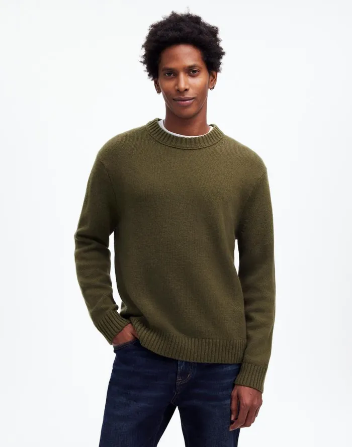 Men Crewneck Sweater In SoftWool Foliage Green Madewell Sweaters
