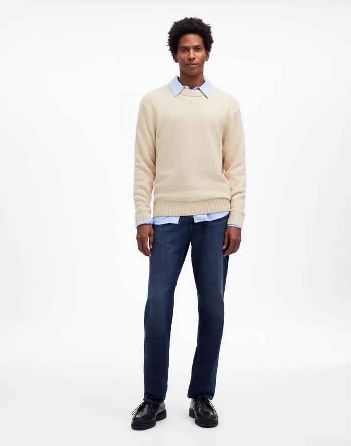 Men Crewneck Sweater In SoftWool Heather Cream Madewell Sweaters