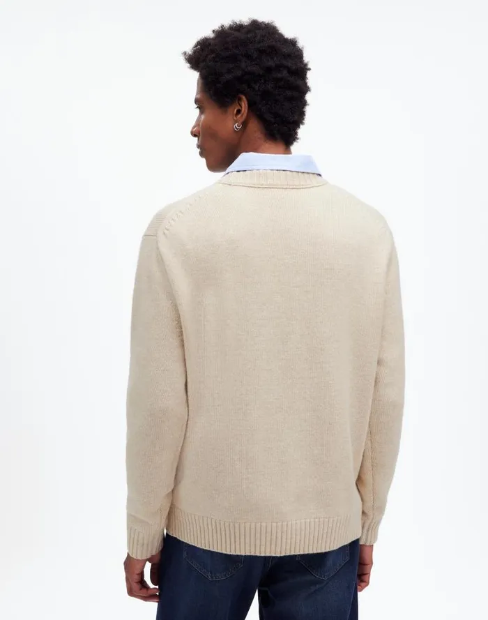Men Crewneck Sweater In SoftWool Heather Cream Madewell Sweaters