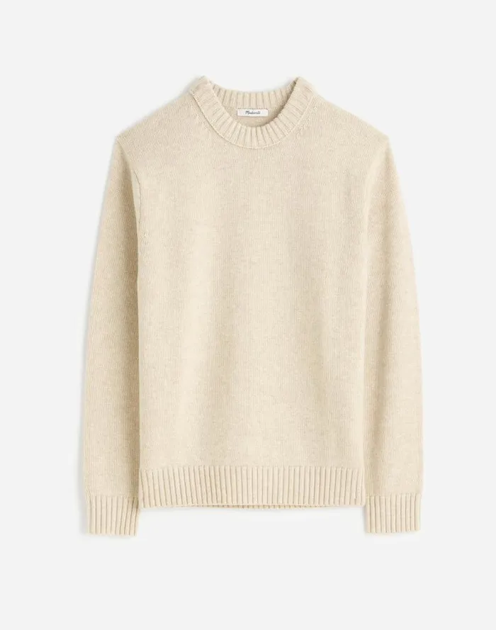 Men Crewneck Sweater In SoftWool Heather Cream Madewell Sweaters