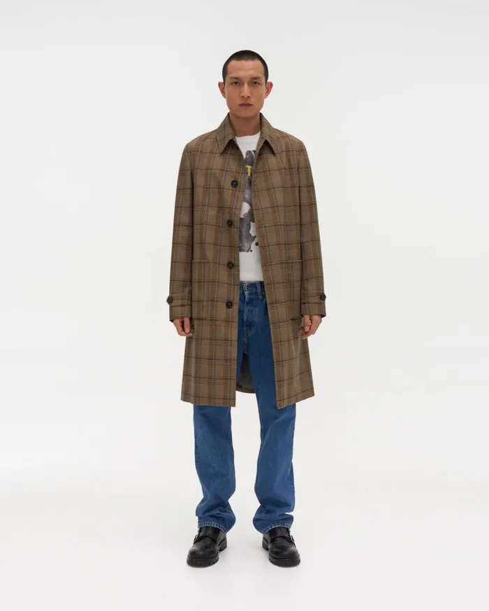 Men Cropped Car Coat Mint Plaid Helmut Lang Outerwear