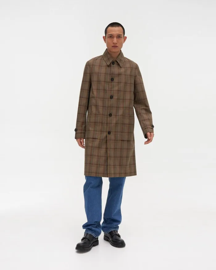 Men Cropped Car Coat Mint Plaid Helmut Lang Outerwear