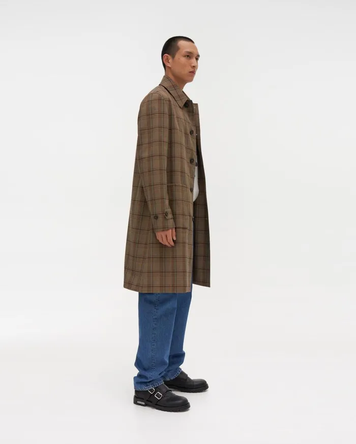 Men Cropped Car Coat Mint Plaid Helmut Lang Outerwear