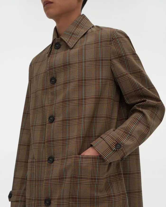Men Cropped Car Coat Mint Plaid Helmut Lang Outerwear