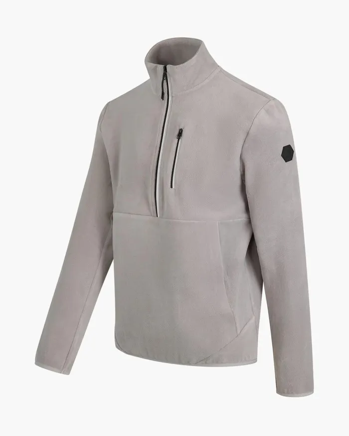 Men Cruyff Sweats and Hoodies Half Zip Fleece Light Grey Men Cruyff Sweats and Hoodies Half Zip Fleece Light Grey