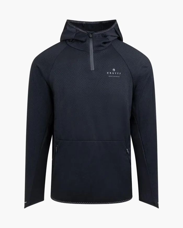 Men Cruyff Sweats and Hoodies Solar 14 Zip Hood Black