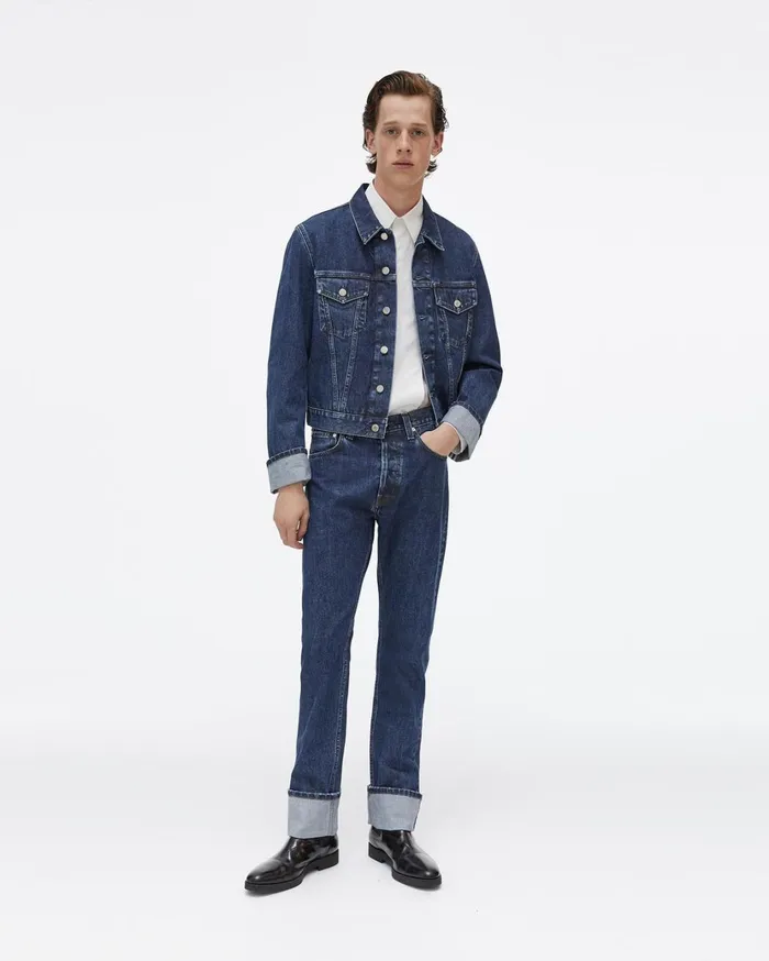 Men Cuffed Monogram Masc Trucker Jean Jacket Dark Stone Wash Helmut Lang Jackets