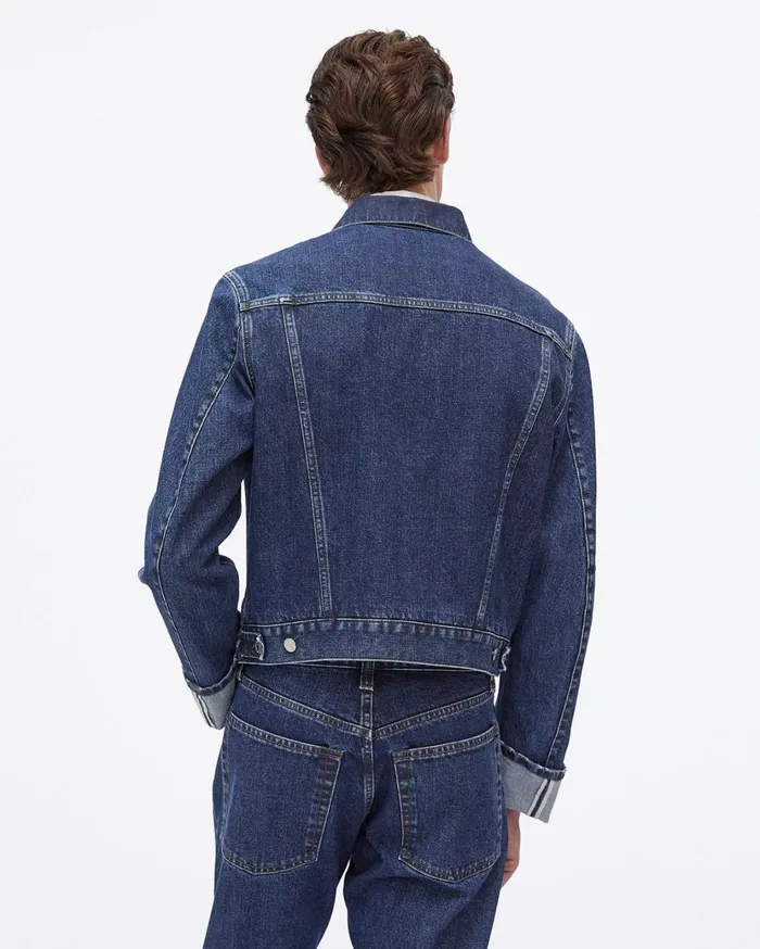 Men Cuffed Monogram Masc Trucker Jean Jacket Dark Stone Wash Helmut Lang Jackets