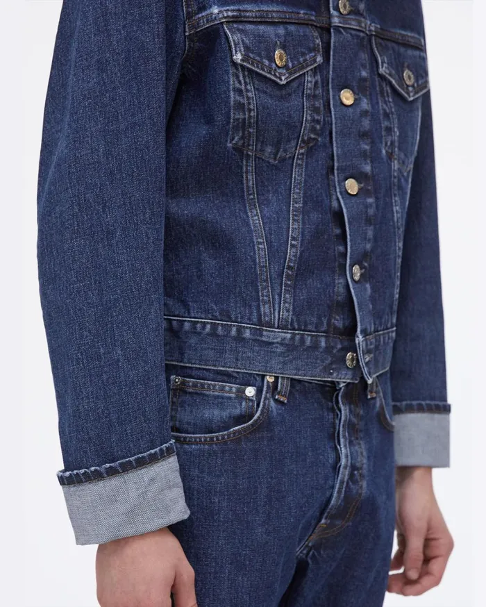 Men Cuffed Monogram Masc Trucker Jean Jacket Dark Stone Wash Helmut Lang Jackets