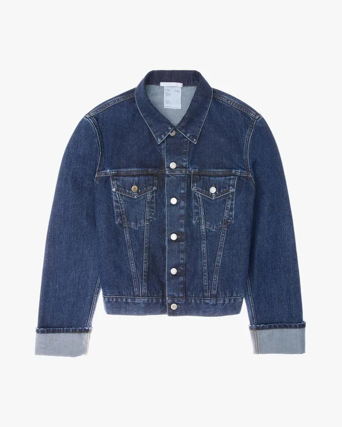 Men Cuffed Monogram Masc Trucker Jean Jacket Dark Stone Wash Helmut Lang Jackets