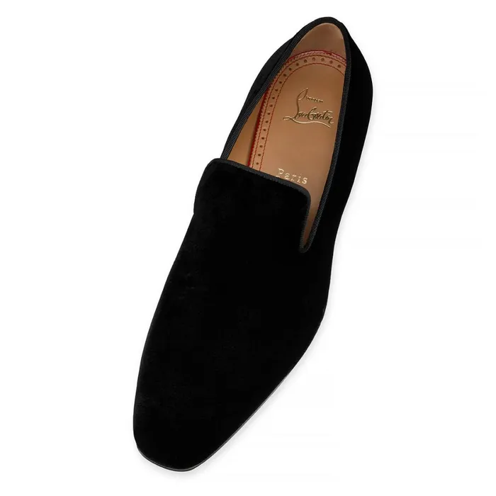 Men Dandelion Loafers 8211 Velvet 8211 Black Black Christian Louboutin Loafers and Slipons