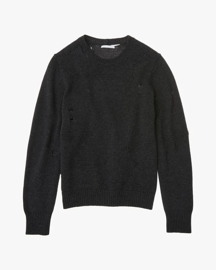 Men Distressed Sweater Charcoal Helmut Lang Sweaters