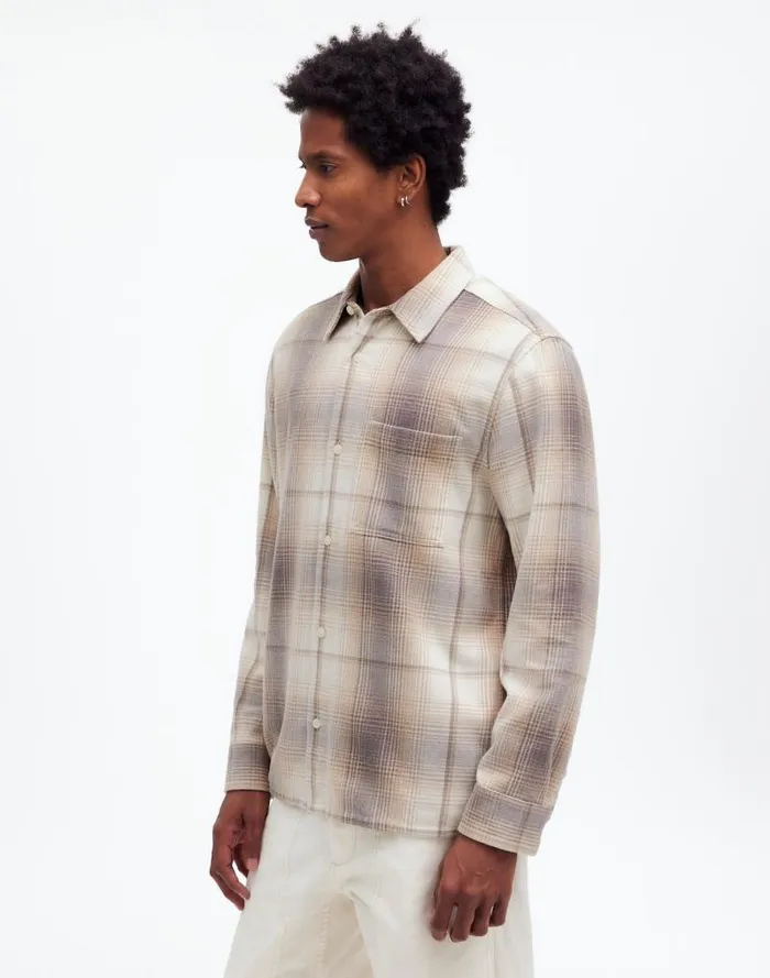 Men Easy Shirt In Brushed Flannel Black Coal Madewell Shirts