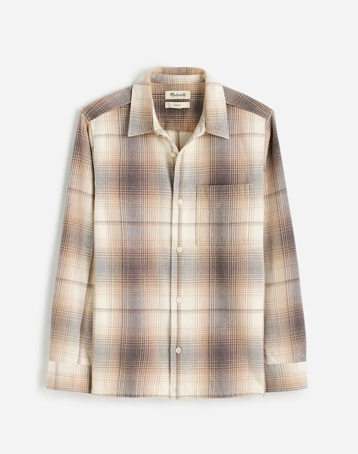 Men Easy Shirt In Brushed Flannel Black Coal Madewell Shirts