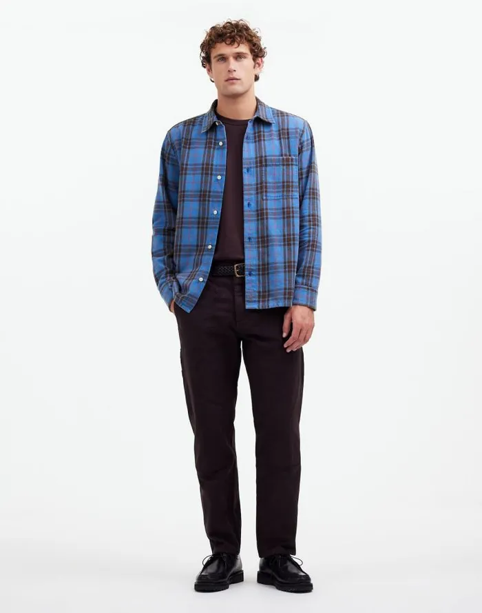 Men Easy Shirt In Brushed Flannel Honorary Blue Madewell Shirts