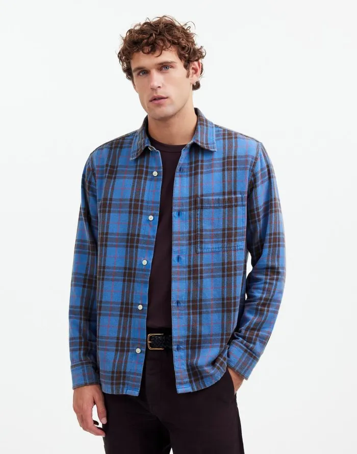 Men Easy Shirt In Brushed Flannel Honorary Blue Madewell Shirts