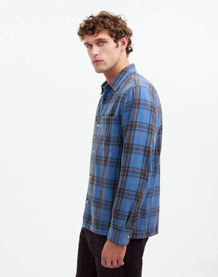 Men Easy Shirt In Brushed Flannel Honorary Blue Madewell Shirts