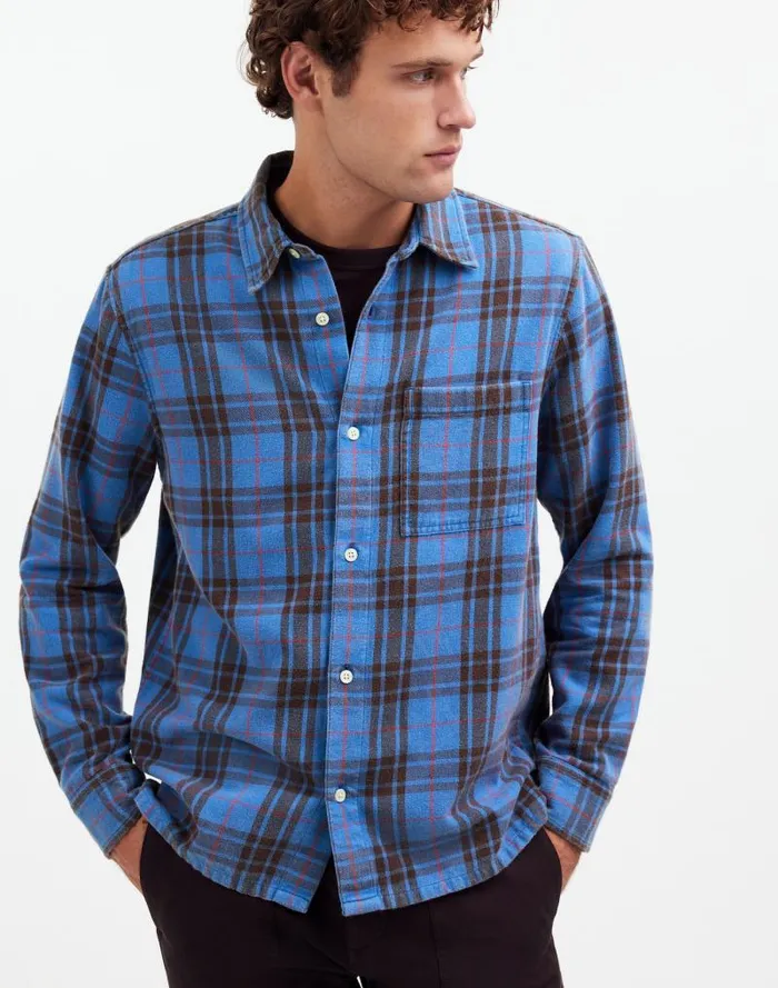 Men Easy Shirt In Brushed Flannel Honorary Blue Madewell Shirts