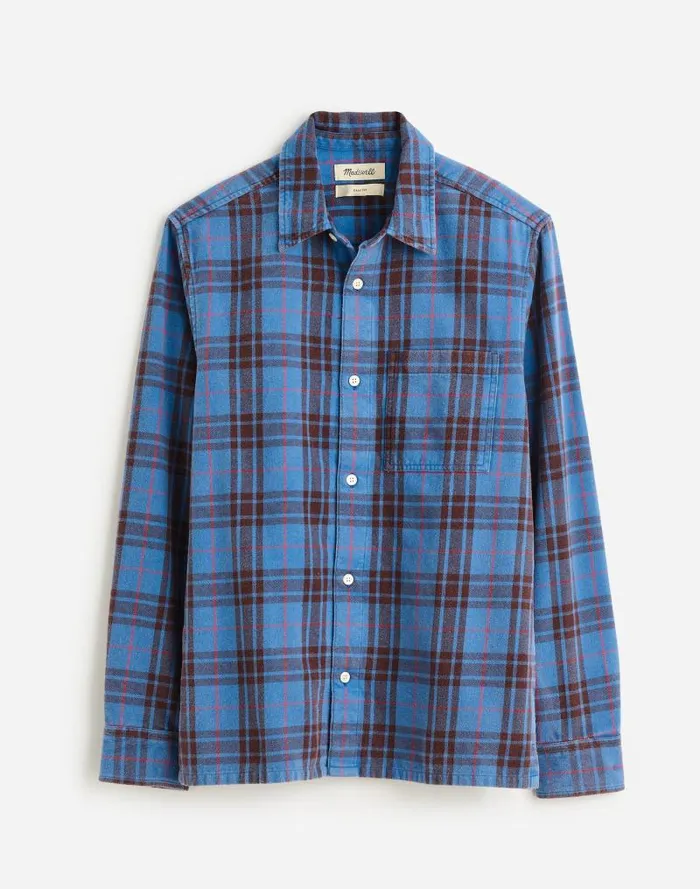 Men Easy Shirt In Brushed Flannel Honorary Blue Madewell Shirts