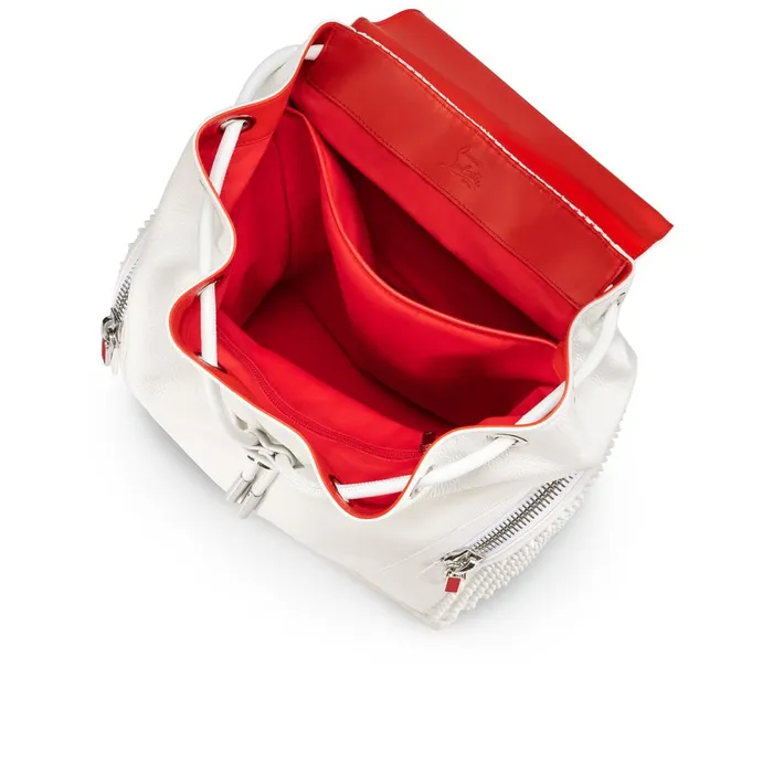 Men Explorafunk Backpack 8211 Grained Calf Leather And Spikes 8211 Bianco White Christian Louboutin Crossbody Bags